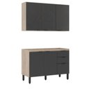 Ver imagem 6 de Cozinha Compacta Modulada Firenze 02 Peças 06 Portas 02 Gavetas Cinza/Avena Touch/Grafito