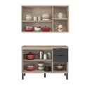 Ver imagem 5 de Cozinha Compacta Modulada Firenze 02 Peças 06 Portas 02 Gavetas Cinza/Avena Touch/Grafito