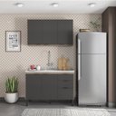 Ver imagem 1 de Cozinha Compacta Modulada Firenze 02 Peças 06 Portas 02 Gavetas Cinza/Avena Touch/Grafito