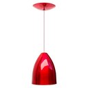 Ver imagem 1 de Kit 2 Pendente Soft Poptem Cone Aluminio Vermelho e Branco Luminária Lustre 18cm Sala