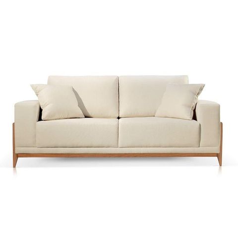 Sofá Paris 3 Lugares Suede Bege Claro 2,10m Confortável Sala