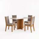 Ver imagem 2 de Conjunto Sala de Jantar Mesa Lana 120cm Tampo MDF Vidro Canto Reto 4 Cadeiras Evelin