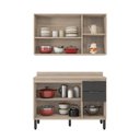 Ver imagem 5 de Cozinha Compacta Modulada Firenze 02 Peças 06 Portas 02 Gavetas Cinza/Avena Touch/Grafito