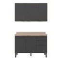 Ver imagem 3 de Cozinha Compacta Modulada Firenze 02 Peças 06 Portas 02 Gavetas Cinza/Avena Touch/Grafito