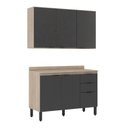 Ver imagem 6 de Cozinha Compacta Modulada Firenze 02 Peças 06 Portas 02 Gavetas Cinza/Avena Touch/Grafito
