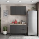 Ver imagem 1 de Cozinha Compacta Modulada Firenze 02 Peças 06 Portas 02 Gavetas Cinza/Avena Touch/Grafito