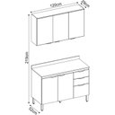 Ver imagem 4 de Cozinha Compacta Modulada Firenze 02 Peças 06 Portas 02 Gavetas Cinza/Avena Touch/Grafito