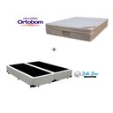 Ver imagem 1 de Cama Box Casal Bipartido 138 Sintético Branco com Colchão Ortobom Airtech Spring Pocket D26 Bege 70x