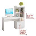 Ver imagem 7 de Escrivaninha Mesa de Escritório com Estante e 2 Gavetas 136 x 131cm Flex Branca/Rosa Office