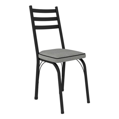 Kit com 2 Cadeiras de Jantar Aço Tubular 141 Sf Preto/Platina - Movelpolo