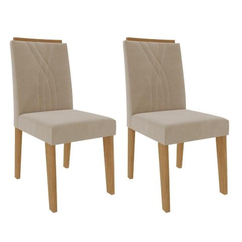 Kit 2 Cadeiras Estofadas 9582 Suede Nature Nude Molci
