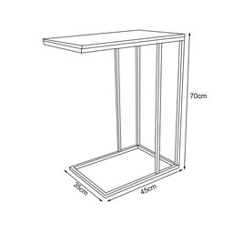 Kit Industrial Duo Mesa de Centro Catarina 35x135 e Mesa Lateral Encaixe Elena 70x45 Vidro - Preto - 4