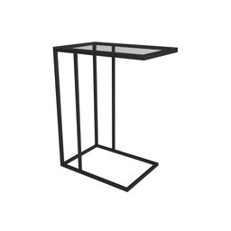 Kit Industrial Duo Mesa de Centro Catarina 35x135 e Mesa Lateral Encaixe Elena 70x45 Vidro - Preto - 3