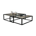 Ver imagem 2 de Kit Industrial Duo Mesa de Centro Catarina 35x135 e Mesa Lateral Encaixe Elena 70x45 Vidro - Preto