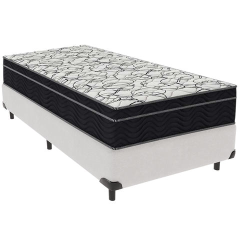 Cama Box Branco e Colchão Airtech 150 Espuma D45 Solteiro Ortobom