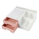 Ver imagem 3 de Conjunto Organizador Multi Uso de 2 Gavetas e de Mesa Rosa