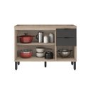Ver mais imagens de Cozinha Compacta Modulada Firenze 02 Peças 05 Portas 02 Gavetas Cinza/Avena Touch/Grafito