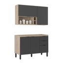 Ver imagem 6 de Cozinha Compacta Modulada Firenze 02 Peças 05 Portas 02 Gavetas Cinza/Avena Touch/Grafito