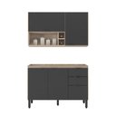 Ver imagem 3 de Cozinha Compacta Modulada Firenze 02 Peças 05 Portas 02 Gavetas Cinza/Avena Touch/Grafito