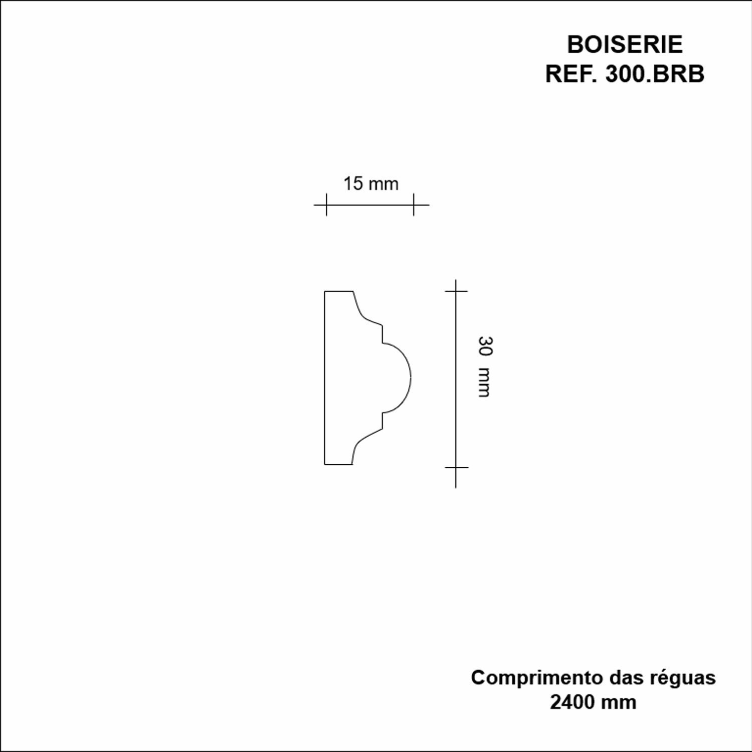 Boiserie MDF 3cm x 15mm x 2,40m Liso Moldufama 300 - 3