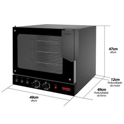 Forno Turbo 127v Rotativo Elétrico 2 em 1 Preto Saro Assador de Bancada - 3