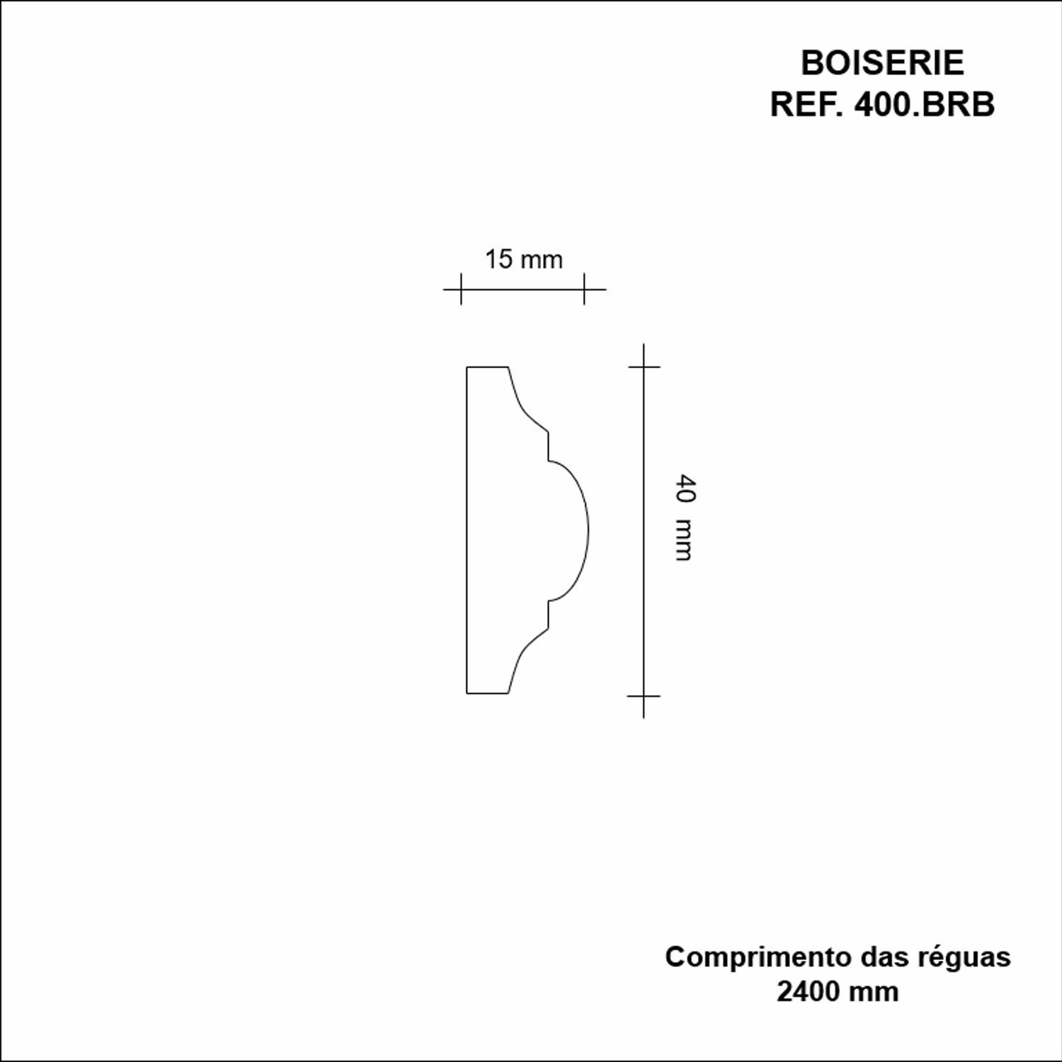 Boiserie MDF 4cm x 15mm x 2,40m Liso Moldufama 400 - 3
