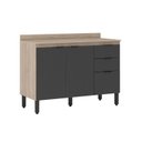 Ver imagem 7 de Cozinha Compacta Modulada Firenze 02 Peças 05 Portas 02 Gavetas Cinza/Avena Touch/Grafito