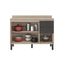 Ver mais imagens de Cozinha Compacta Modulada Firenze 02 Peças 05 Portas 02 Gavetas Cinza/Avena Touch/Grafito