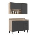 Ver imagem 6 de Cozinha Compacta Modulada Firenze 02 Peças 05 Portas 02 Gavetas Cinza/Avena Touch/Grafito