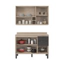 Ver imagem 5 de Cozinha Compacta Modulada Firenze 02 Peças 05 Portas 02 Gavetas Cinza/Avena Touch/Grafito