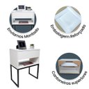Ver imagem 4 de Kit 2 Mesas Cabeceira Industrial 40cm Branco Gaveta Superior Eco Base Metal Preto Lateral Cama