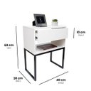 Ver imagem 2 de Kit 2 Mesas Cabeceira Industrial 40cm Branco Gaveta Superior Eco Base Metal Preto Lateral Cama