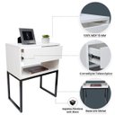 Ver imagem 3 de Kit 2 Mesas Cabeceira Industrial 40cm Branco Gaveta Superior Eco Base Metal Preto Lateral Cama