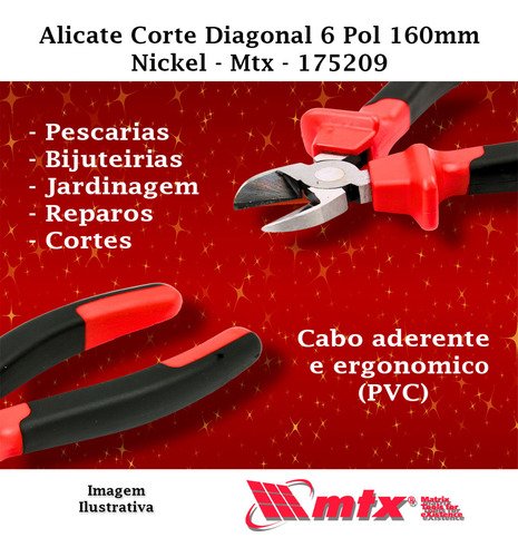 Alicate de Corte Diagonal 6 Pol. 160mm Nickelado 175209 - 14