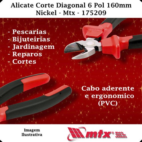 Alicate de Corte Diagonal 6 Pol. 160mm Nickelado 175209 - 16