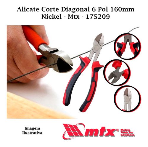 Alicate de Corte Diagonal 6 Pol. 160mm Nickelado 175209 - 10