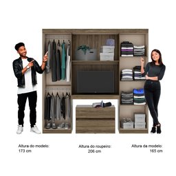 Guarda Roupa Solteiro 6 Portas, 2 Gavetas e Gaveteiro Móvel Porto Móveis Carraro - 6