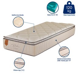 Colchão Solteiro Prorelax 88x188x26 Bali Molas Ensacadas Pillow Top Turn Free - Bege - 4
