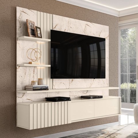 Painel Suspenso Tv 65 Polegadas Atena Madetec:calacata Off White