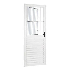 Porta De Alumínio Social Postigo 2,10 X 0,80 Esquerda Linha Normatizada Cor Branco