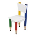 Ver imagem 5 de Kit 4 Cadeiras e Mesa Infantil Lápis Coloridos Redonda Tampo Branco Pés Temáticos Quarto Menina Meni