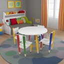 Ver imagem 2 de Kit 4 Cadeiras e Mesa Infantil Lápis Coloridos Redonda Tampo Branco Pés Temáticos Quarto Menina Meni