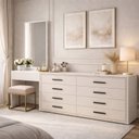 Ver imagem 1 de Cômoda Penteadeira 8 Gavetas Valência Bege/Creme/Branco