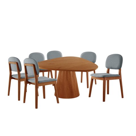 Conjunto Sala de Jantar Mesa Gênova 1.30cm Tampo Orgânico Laminado com 6 Cadeiras Évora - Móveis Min