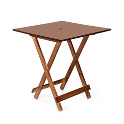 Jogo de Mesa 70x70 C/4 Cadeiras com Furo para Ombrelone Imbuia - Móveis Britz - 4