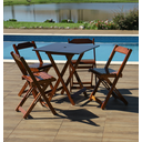 Ver imagem 2 de Jogo de Mesa 70x70 C/4 Cadeiras com Furo para Ombrelone Imbuia - Móveis Britz