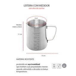 Leiteira Chaleira Bule Medidor Aço Inox Bar Cafeteria 600ml - 3