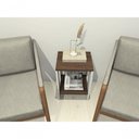 Ver imagem 2 de Mesa de Cabeceira Mdf Moderno Branco com Amadeirado Escuro Progetatti Movelaria