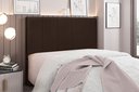 Ver imagem 1 de Cabeceira Casal Estofada Suede 140cm Ravena Marrom