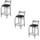 Ver imagem 1 de Kit 3 Banquetas gourmet para bancada ou cozinha Ibiza-Corino Preto